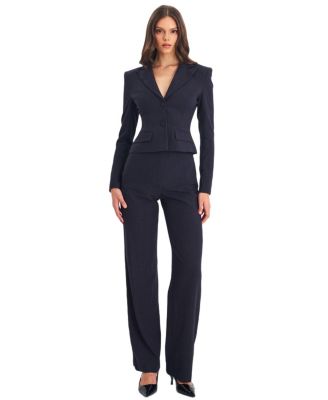  Quinnie Striped High-Waisted Straight Leg Pants