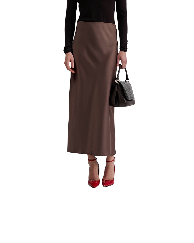 Malina Aubree Satin Midi Skirt