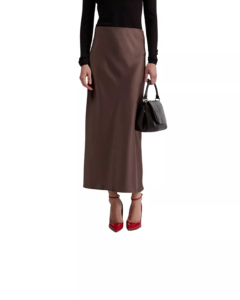 Malina Aubree Satin Midi Skirt