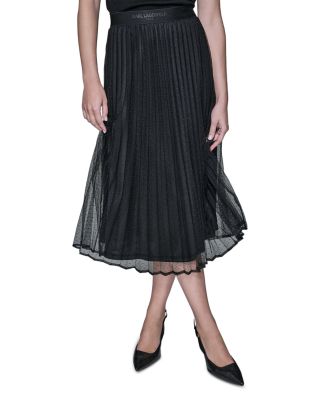 Long Polka Dot Mesh Skirt