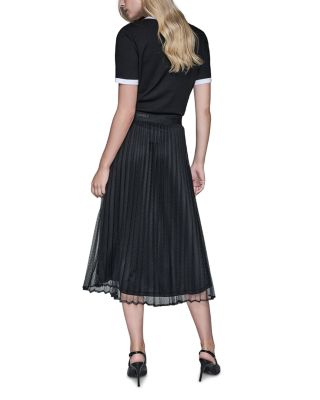 Long Polka Dot Mesh Skirt