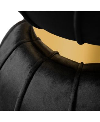  Bami Round Velvet Ottoman with Gold Trim