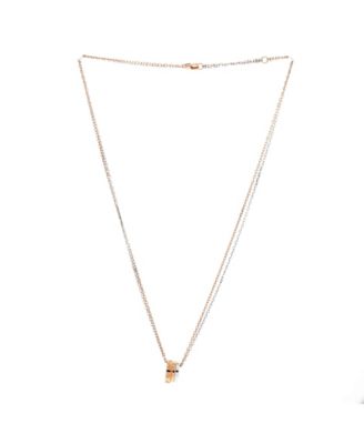  Love 3 Ring Pendant Necklace 18K Rose Gold and 18K White Gold with 6 Diamonds, 14.75 - 16"