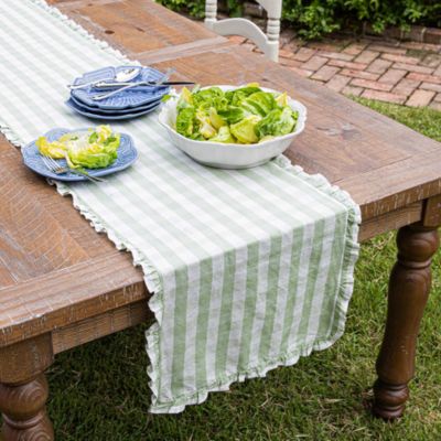 Gingham Ruffle Table Runner, 18" x 90"