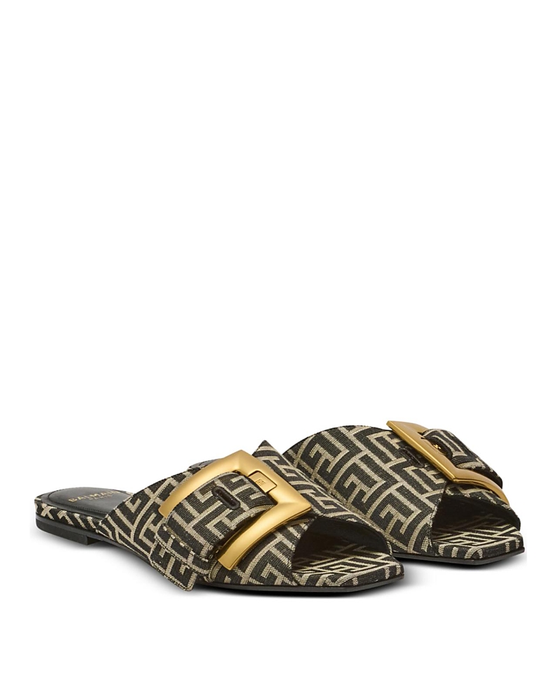 Balmain Women's Flat Monogram Jacquard Anthem Sandals