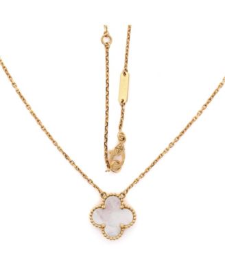  Vintage Alhambra Pendant Necklace 18K Gold and Mother of Pearl, 15.5 - 17.25"