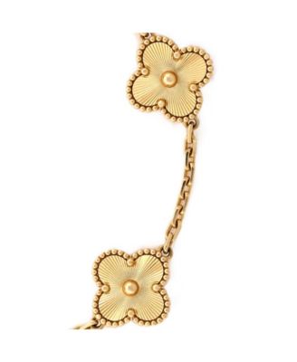  Vintage Alhambra 5 Motifs Bracelet Guilloche 18K Gold