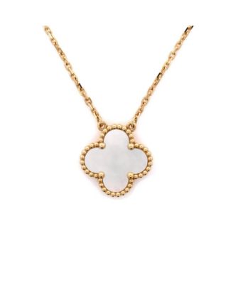  Vintage Alhambra Pendant Necklace 18K Gold and Mother of Pearl, 14.5 - 16.25"