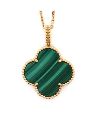  Magic Alhambra Pendant Necklace 18K Gold and Malachite, 32 - 35"