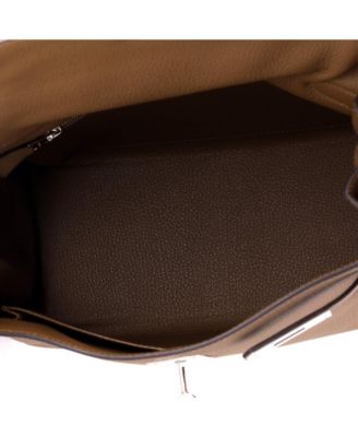 Kelly 28 Handbag Brown Togo with Palladium Hardware