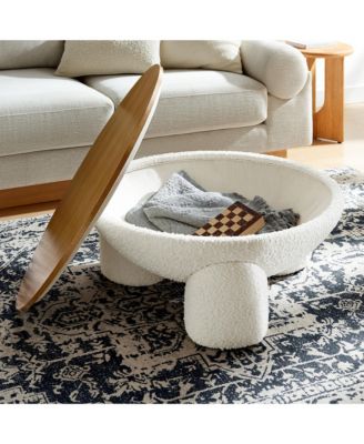  Tridome Round Boucle Upholstered Storage Coffee Table