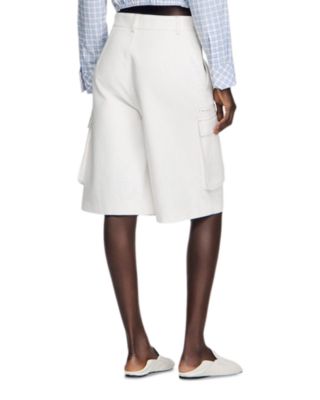 Wide Leg Cotton Bermuda Shorts