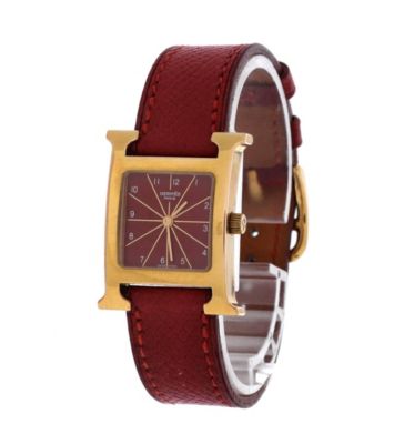  Heure H Quartz Watch in Plated Metal and Leather 21mm