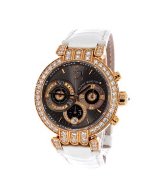  Premier Chronograph Automatic Watch in Rose Gold and Alligator with Diamond Bezel, Dial and Lugs and Grey Mother of Pearl 39mm