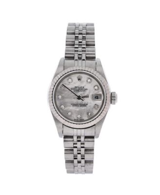  Oyster Perpetual Datejust Automatic Watch in Stainless Steel and White Gold with Diamond Markers and Mother of Pearl 26mm