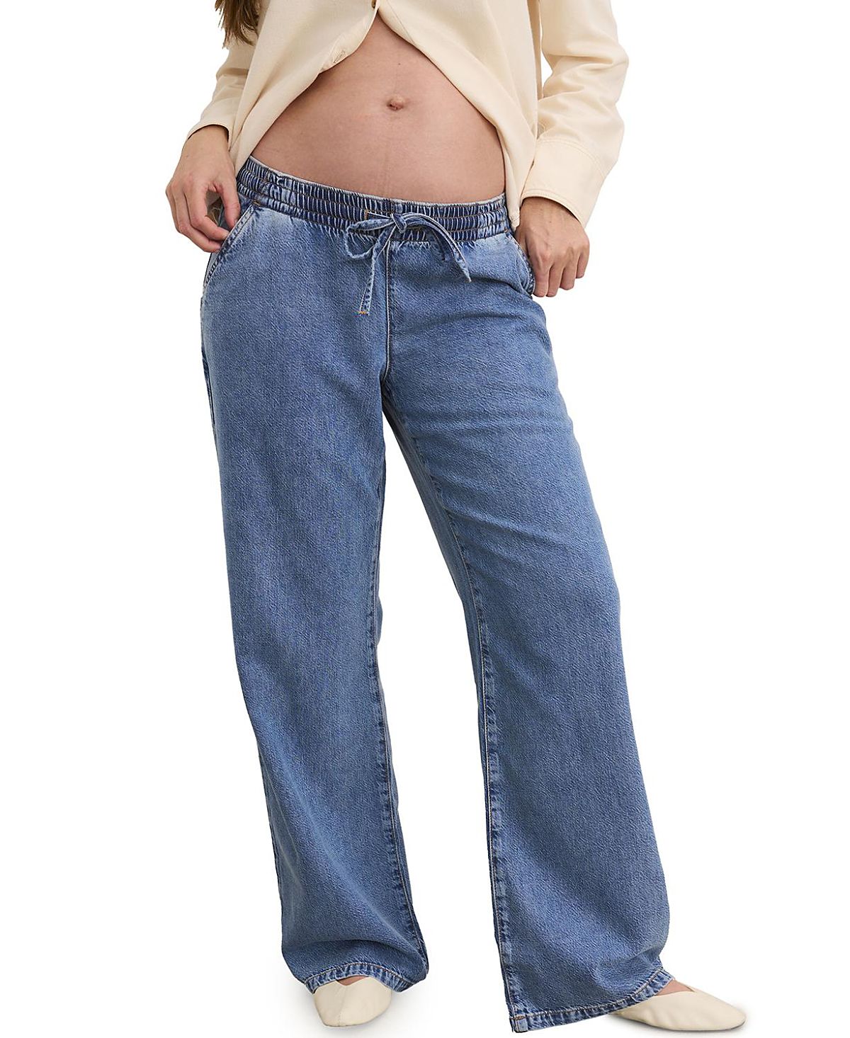 Hatch Collection The Drapey Denim Wide Leg Maternity Pant