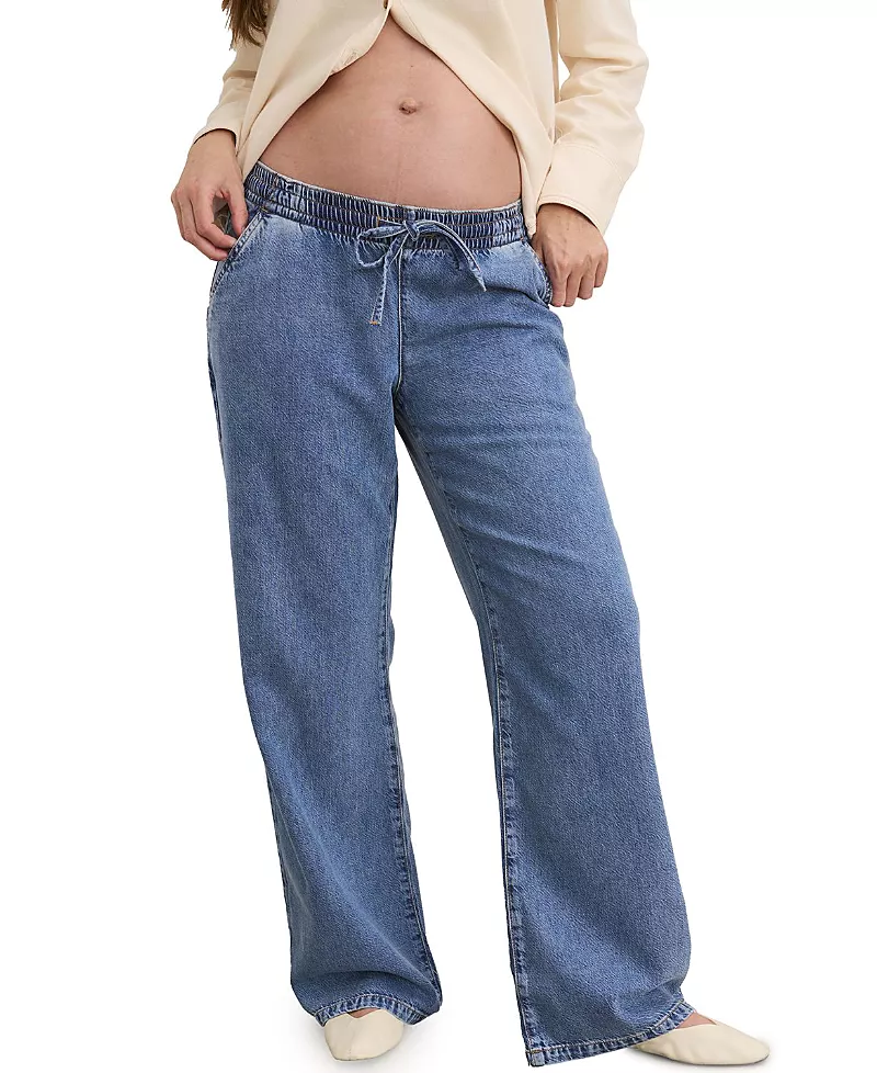 Hatch Collection The Drapey Denim Wide Leg Maternity Pant in Vintage Dream Blue