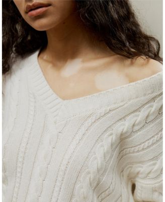  Women'S Cable-Knit Wool-Cashmere Blend Sweater