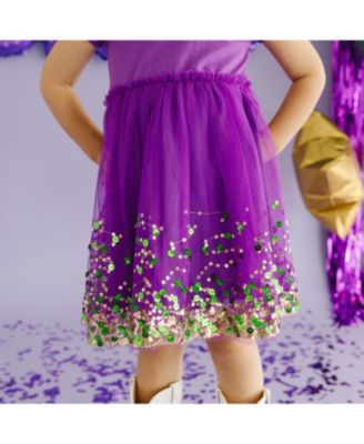 Girls' Mardi Gras Confetti Short Sleeve Tutu Dress - Little Kid, Big Kid
