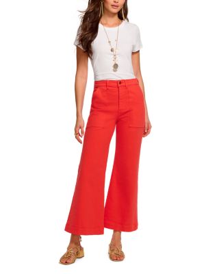 Clifford Cropped High Rise Kick Flare Jeans in Crimson