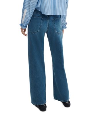 Saige Mid Rise Straight Leg Ankle Jeans in River
