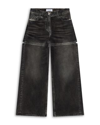 Cutout Wide Leg Jeans in Black/White