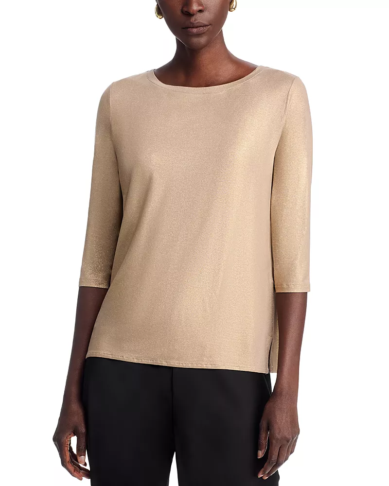 Majestic Filatures Boat Neck Three Quarter Sleeve Tee