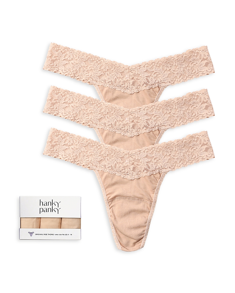 Hanky Panky SupimaCotton Original-Rise Thongs, Set of 3 · OS