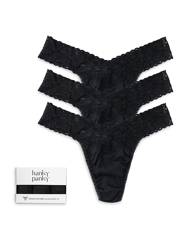 Hanky Panky SupimaCotton Original-Rise Thongs, Set of 3 · OS