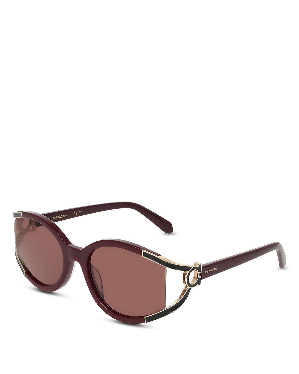 Ferragamo Oval Gancini Cutout Sunglasses, 56mm
