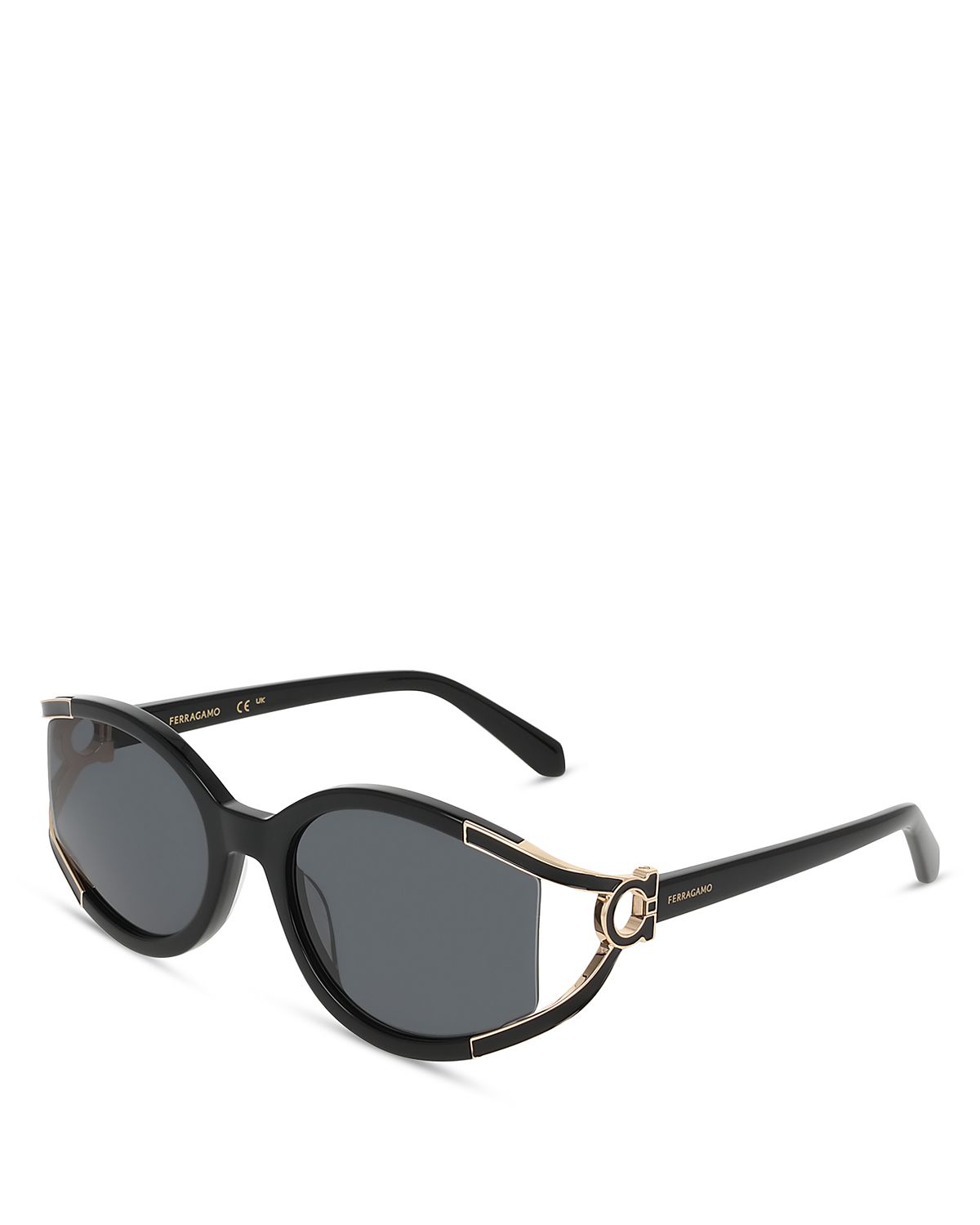 Ferragamo Oval Gancini Cutout Sunglasses, 56mm