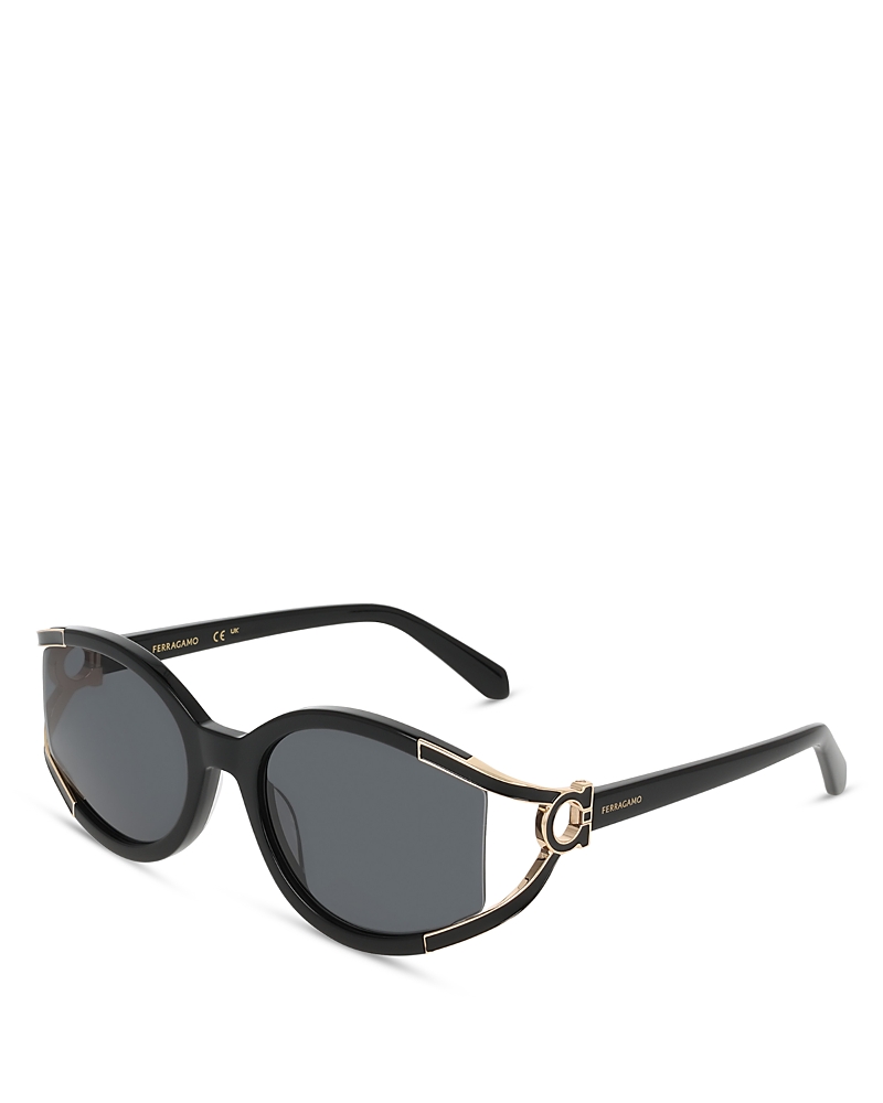 Ferragamo Oval Gancini Cutout Sunglasses, 56mm