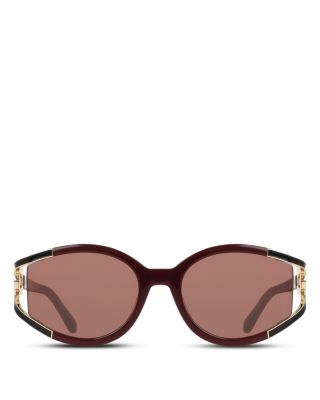 Oval Gancini Cutout Sunglasses, 56mm