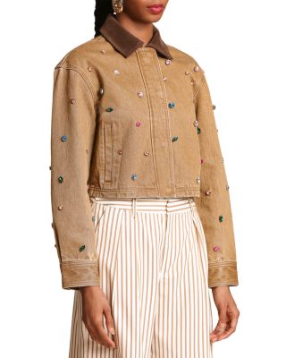 Contrast Collar Embellished Jacket