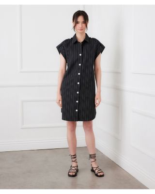 Stripe Cap Sleeve Shirtdress