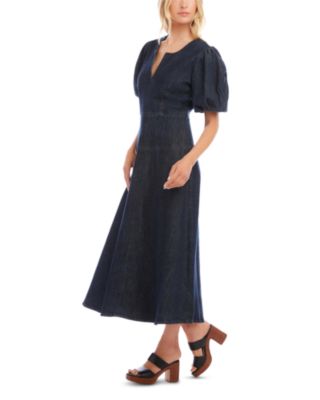 Puffed Sleeve Midi Dress