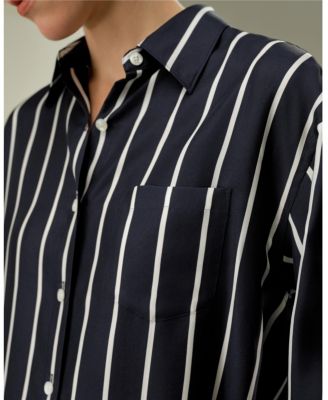  Silk Twill Striped Button-Down Shirt