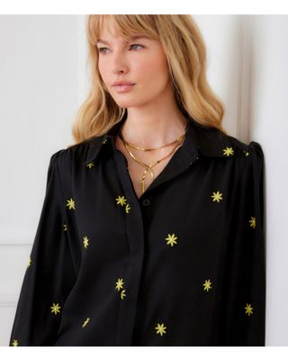 Long Sleeve Embroidered Ruffle Hem Dress