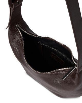 Sia Small Curved Brown Leather Crossbody Bag