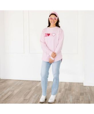  Women's XOXO Sequin Patch Valentine's Day Sweatshirt