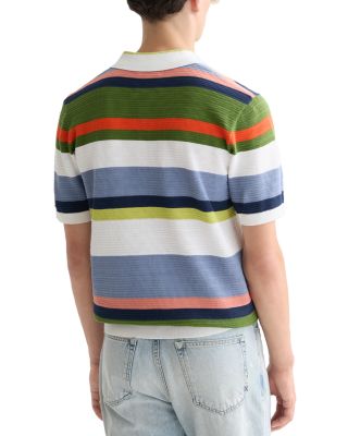Structured Striped Knitted Polo Shirt