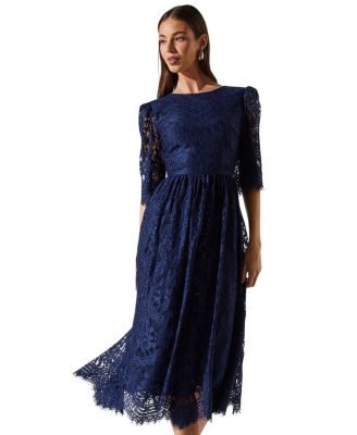 Lace Short Sleeve Midi Dress