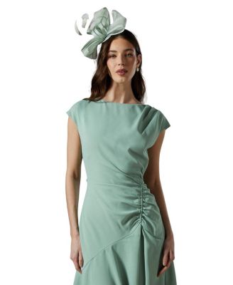 Drape Side Cap Sleeve Midi Dress