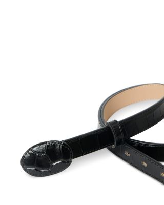 Women's June Slim Croc Embossed Leather Belt