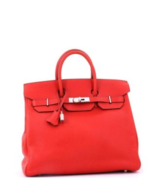 HAC 32 Handbag Red Clemence with Palladium Hardware