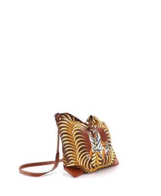 PM Silky City Bag Printed Silk and Leather