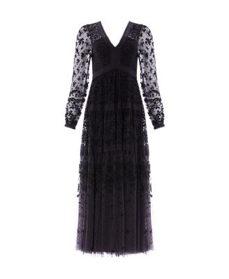 Celestia Ribbon Long Sleeve V-Neck Gown