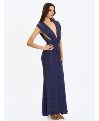 Terri Sparkle Plunging Backless Maxi Dress