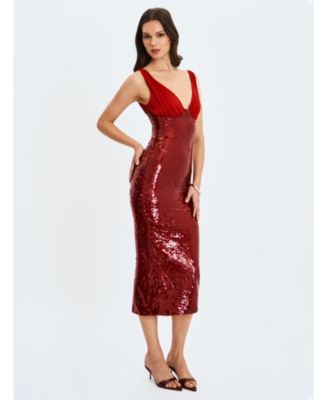  Shanelle Sequin Plunging Midi Dress