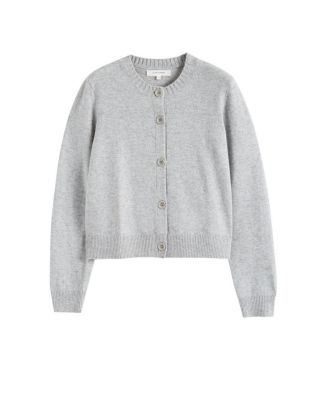  Women s Wool-Cashmere Cropped Crewneck Cardigan